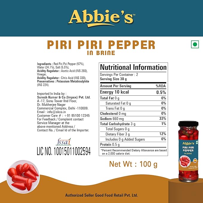 Abbies Piri Piri in Brine, 100 g