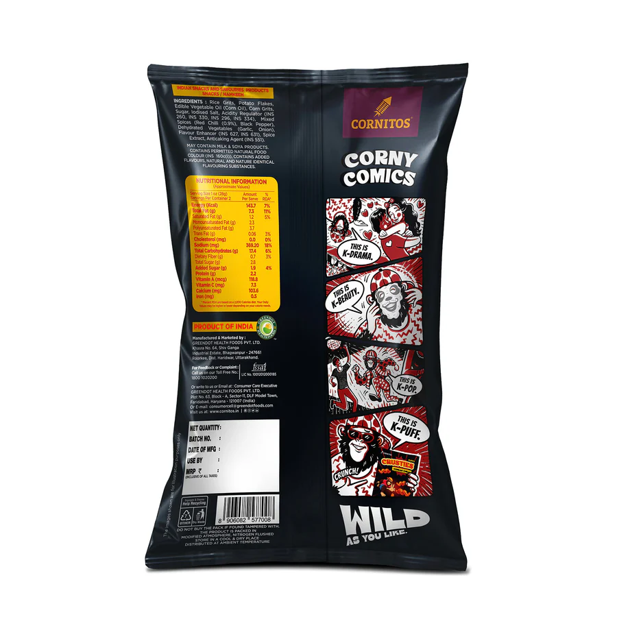 Cornitos Crusties Puffs Korean Chilli Flavour 44 g