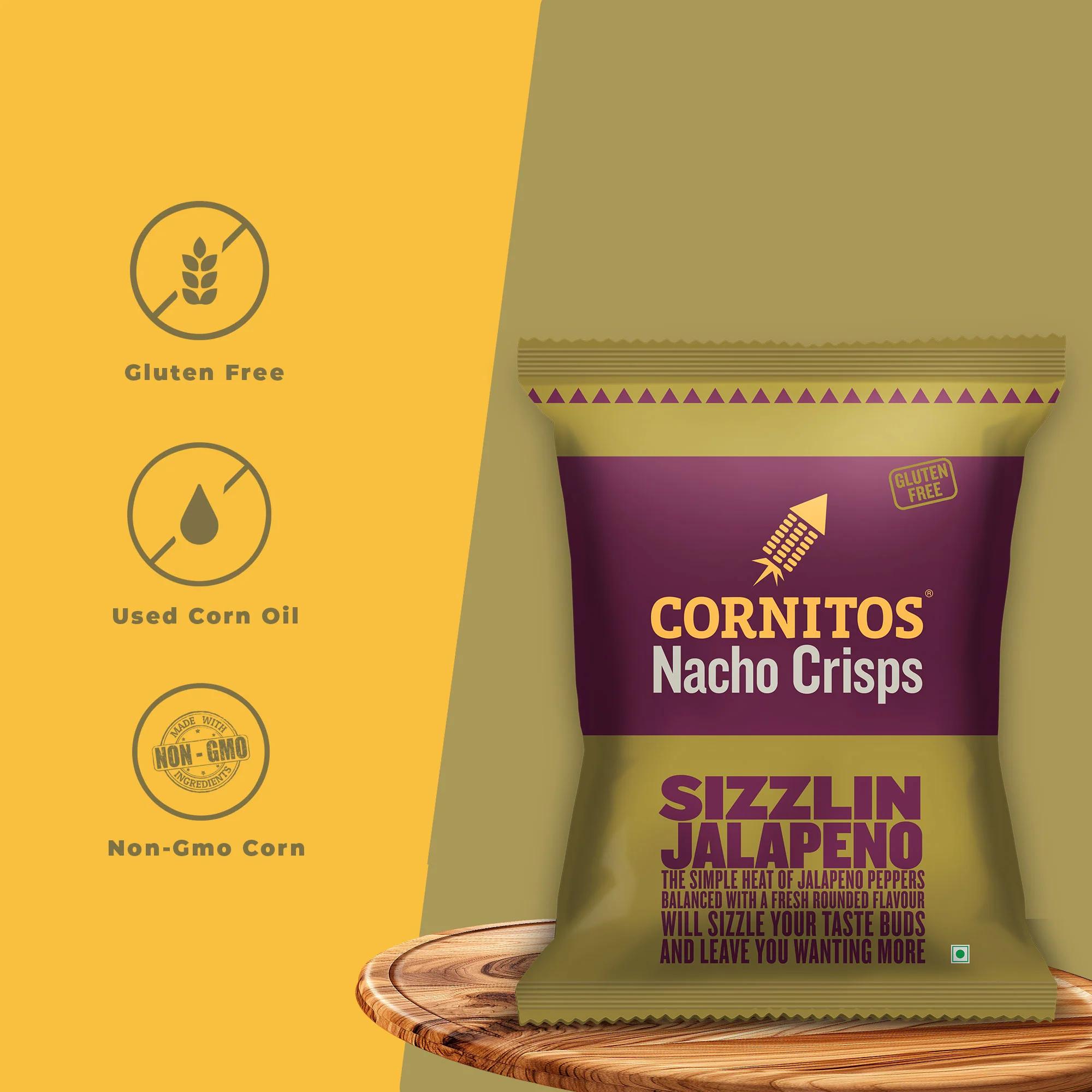 Cornitos Nacho Crisps Sizzlin Jalapeno, 150 g