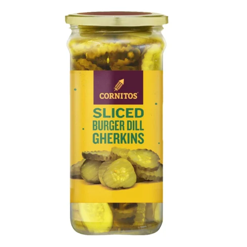 Cornitos Sliced Burger Dill Gherkins, 370 ml