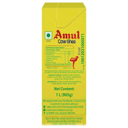 Amul Cow Ghee Carton, 1 L