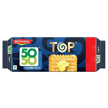 Britannia 50-50 Golmaal Top Buttery Bites biscuits, 53 g