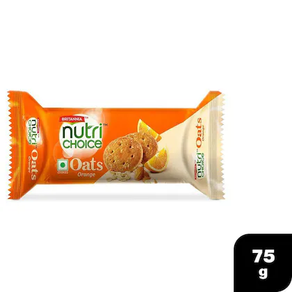 Britannia NutriChoice Orange Oats Cookies, 75 g