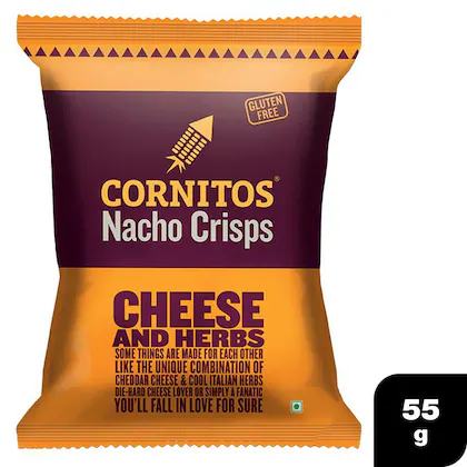 Cornitos Cheese & Herbs Nacho Crisps, 55 g