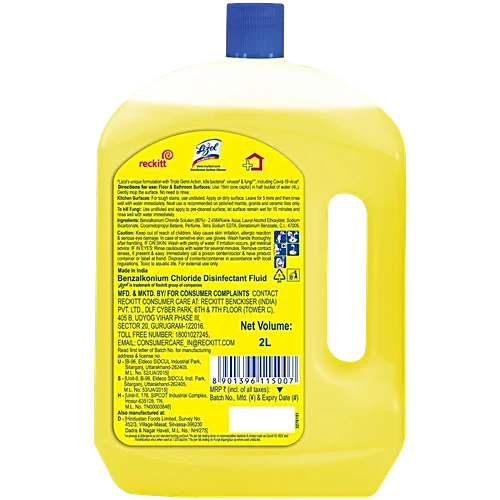 Lizol Disinfectant Surface Cleaner Citrus, 2 l