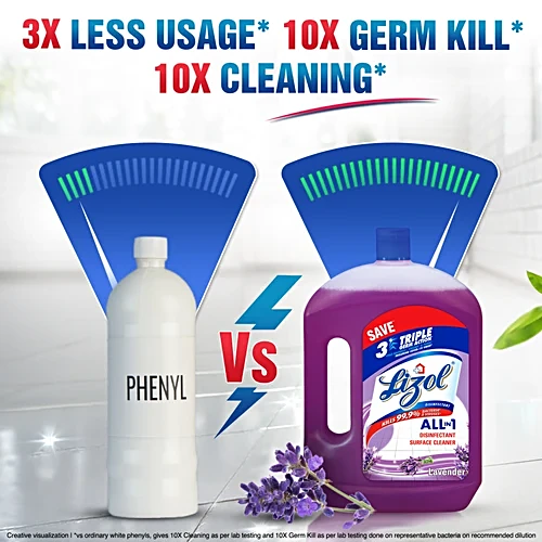 Lizol Disinfectant Surface Cleaner Lavender, 2 l