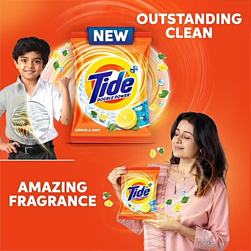 Tide Plus Double Power Detergent Washing Powder Lemon & Mint, 500 g