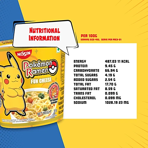 Nissin Pokemon Ramen Cheese, 45 g