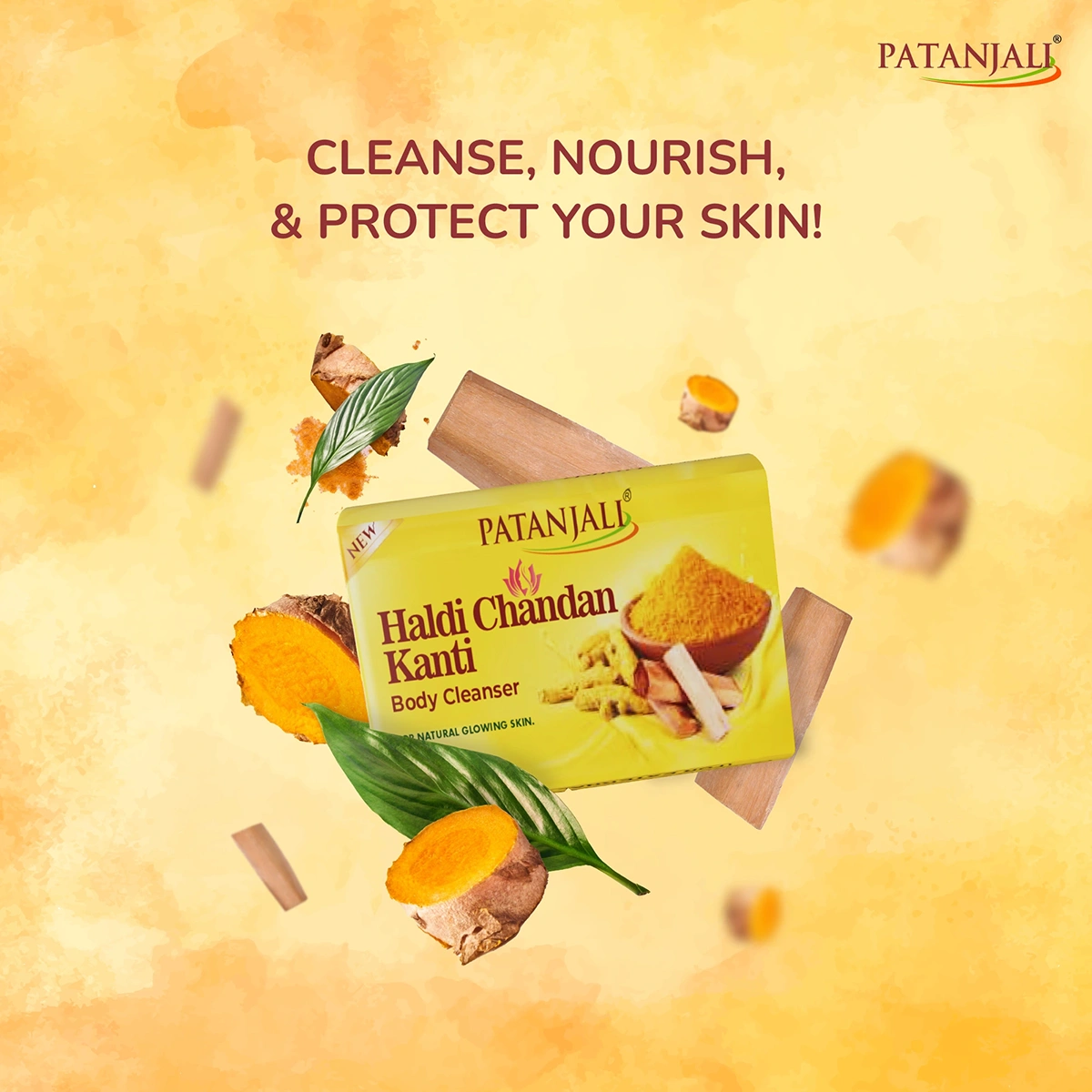Patanjali Haldi Chandan Kanti Body soap, 75 g (Pack of 5)