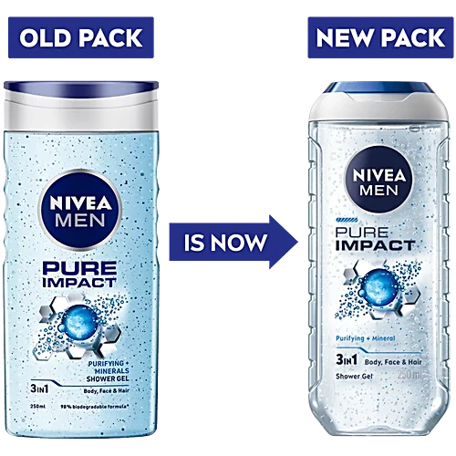 Nivea Men Pure Impact 3 In 1 Shower Gel, 250 ml