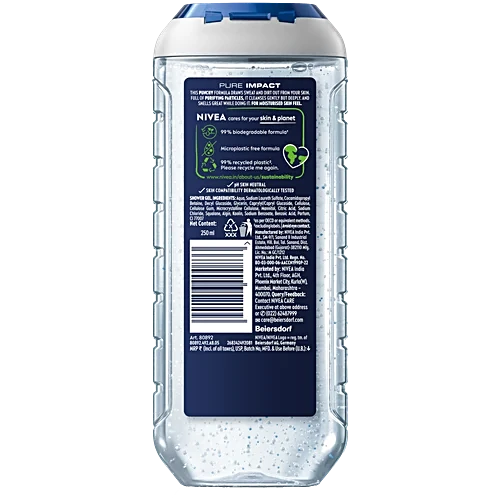 Nivea Men Pure Impact 3 In 1 Shower Gel, 250 ml