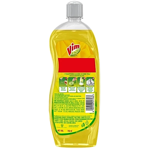 Vim Lemon Dishwash Liquid Gel, 750 ml Bottle