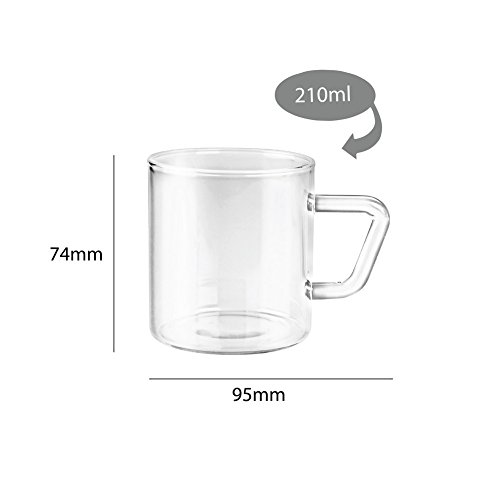 Cello Roma Borosilicate Coloured Glass Mug Set 210 ml,6 pc