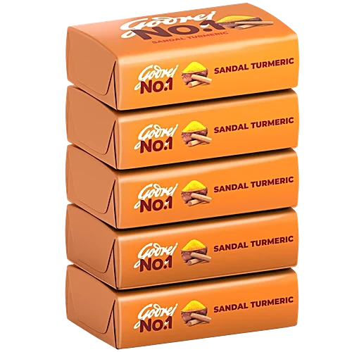 Godrej No.1 Sandal & Turmeric Bathing Soap, 100 g (Pack OF 5)