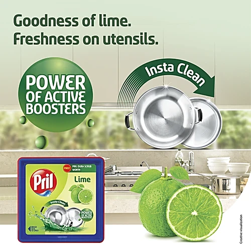 Pril Dishwash Bar Lime Tub, 500 g