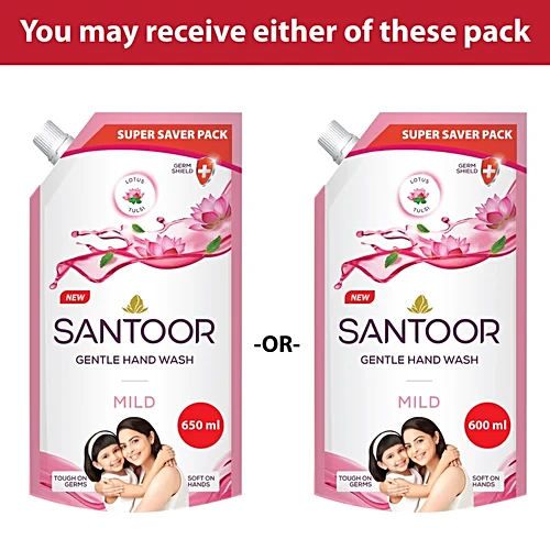 Santoor Mild Gentle Lotus & Tulsi Hand Wash, 650 ml