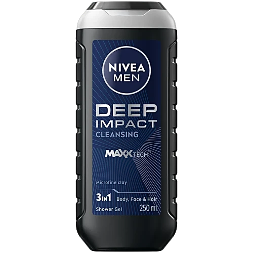 Nivea Men Deep Impact 3 In 1 Cleansing Shower Gel, 250 ml