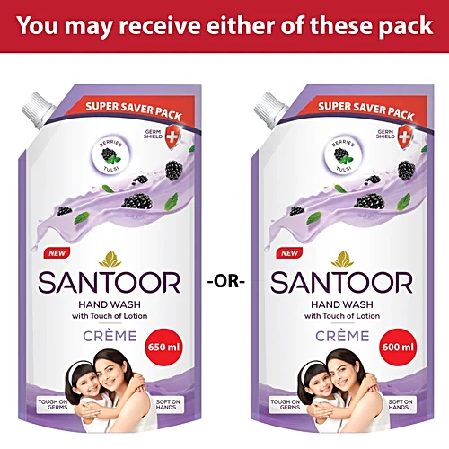 Santoor Creme Berries & Tulsi Hand Wash, 650 ml