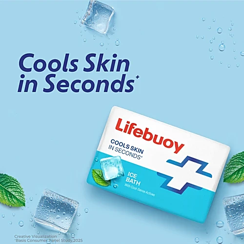 Lifebuoy Ice Bath Soap Bar With Cool Sense Actives, 100 g (Pack of 5)