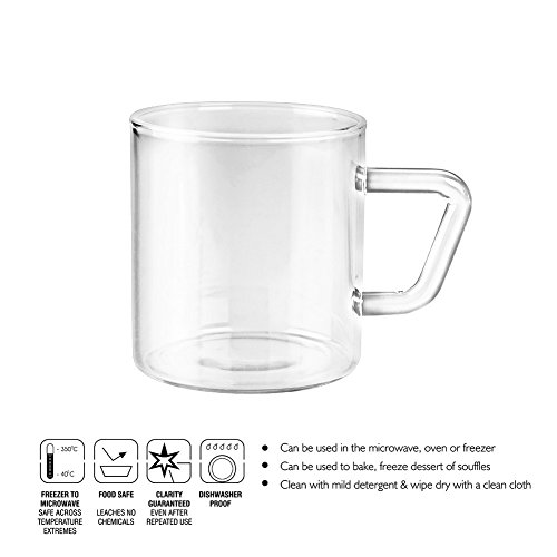 Cello Roma Borosilicate Coloured Glass Mug Set 210 ml,6 pc