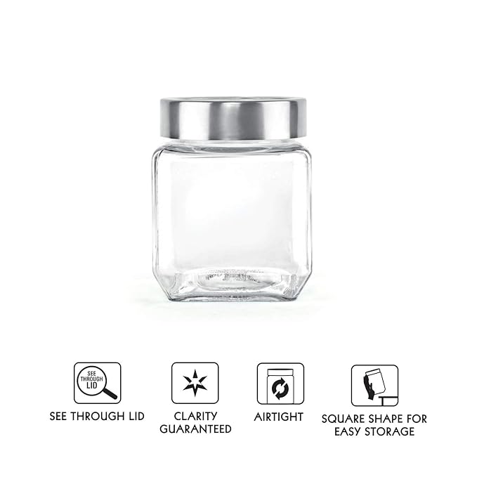 Cello Qube Fresh Glass Storage Jar, 580 ml