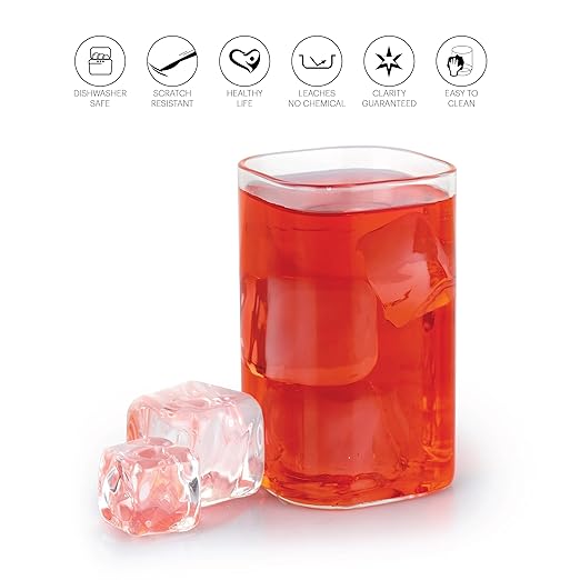 Cello Roma Square Borosilicate Glass Tumblers, 6 pc
