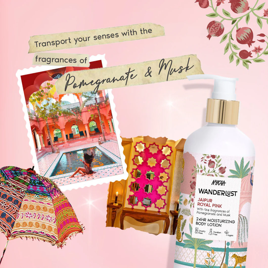 Nykaa Wanderlust Jaipur Royal Pink Floral Fruity Moisturising Body Lotion, 300 ml