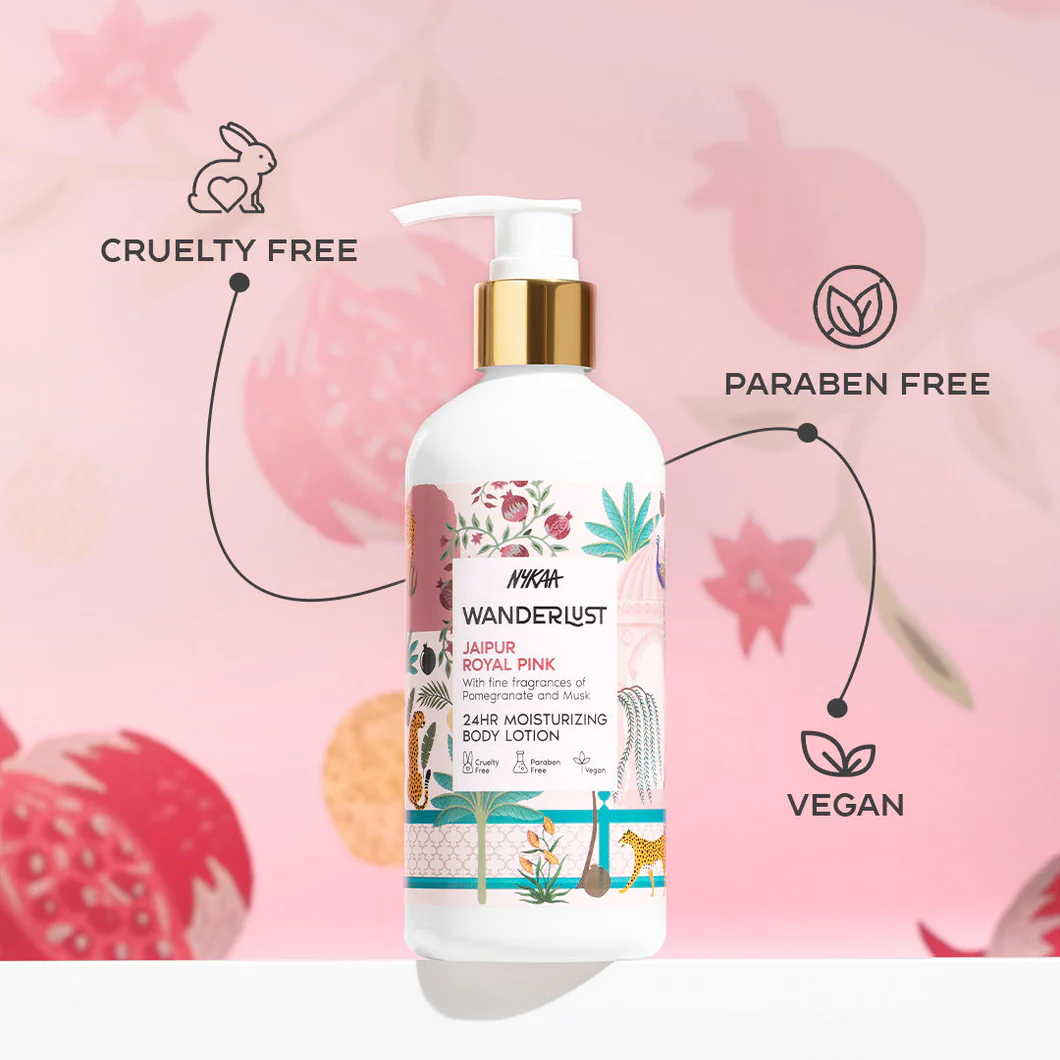 Nykaa Wanderlust Jaipur Royal Pink Floral Fruity Moisturising Body Lotion, 300 ml