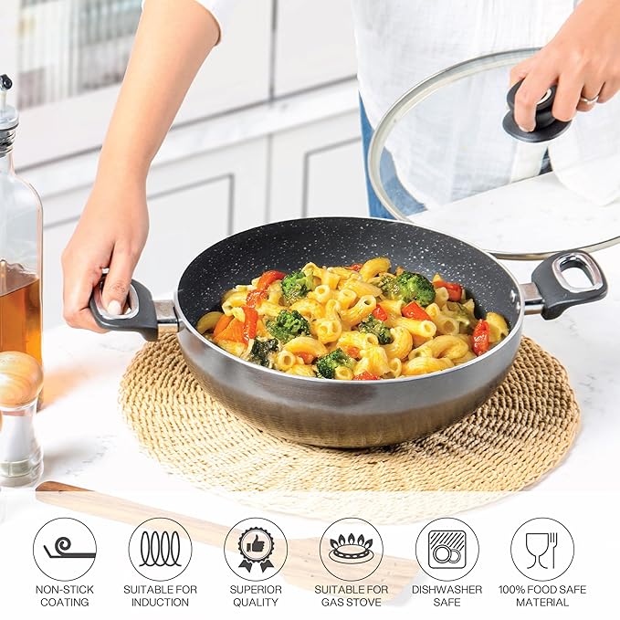 Cello Granitas Premium Non-Stick Kadhai, 24 cm