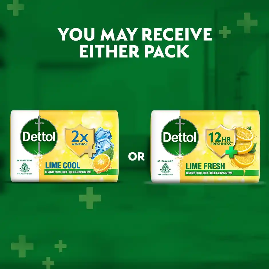 Dettol Lime Fresh Bathing Soap Bar, 150 g ( Pack Of 4)