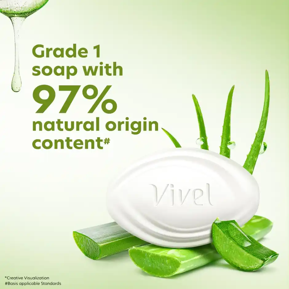 Vivel Aloe Vera Bathing Soap, 90 g (Buy 4 Get 1 Free)