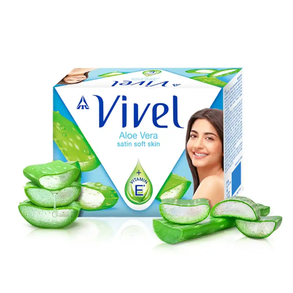 Vivel Aloe Vera Bathing Soap, 90 g (Buy 4 Get 1 Free)
