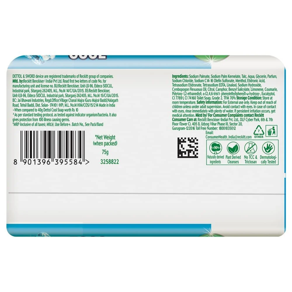 Dettol Menthol Ice Cool Bathing Soap 100 g (Pack of 5)