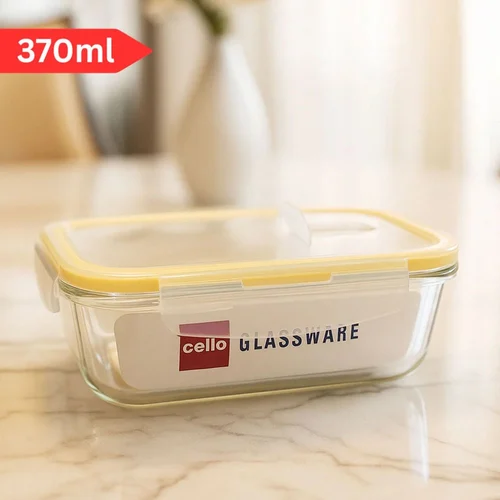 Cello Fit & Fresh Clip-O Rectangle Glass Storage Container,370 ml