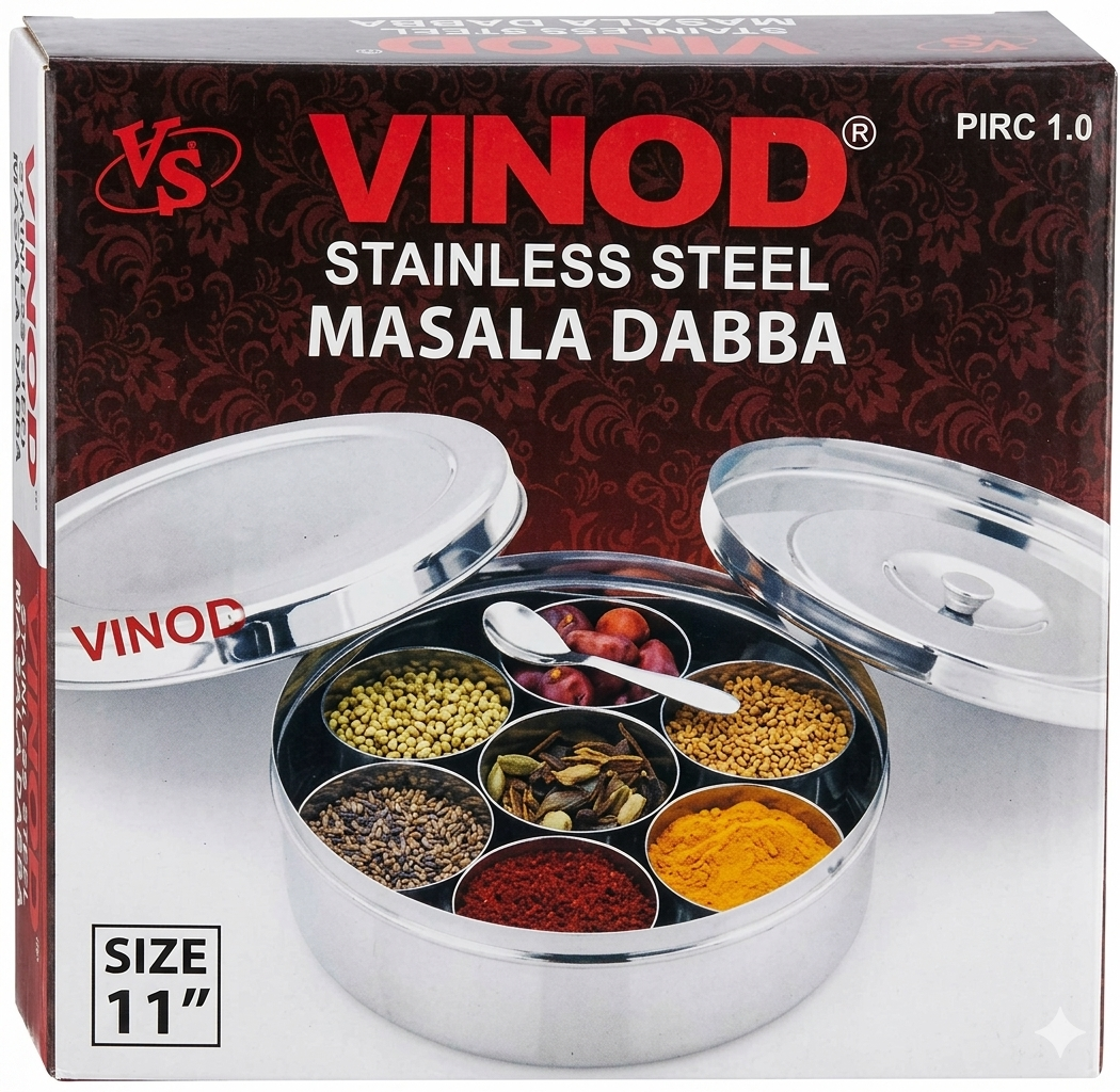 Vinod Stainless Steel Masala Dabba, 11 Inch