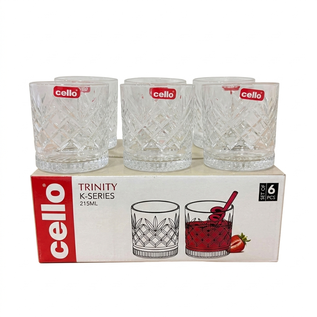 Cello Trinity K-Series Glass Tumbler, 6 pc