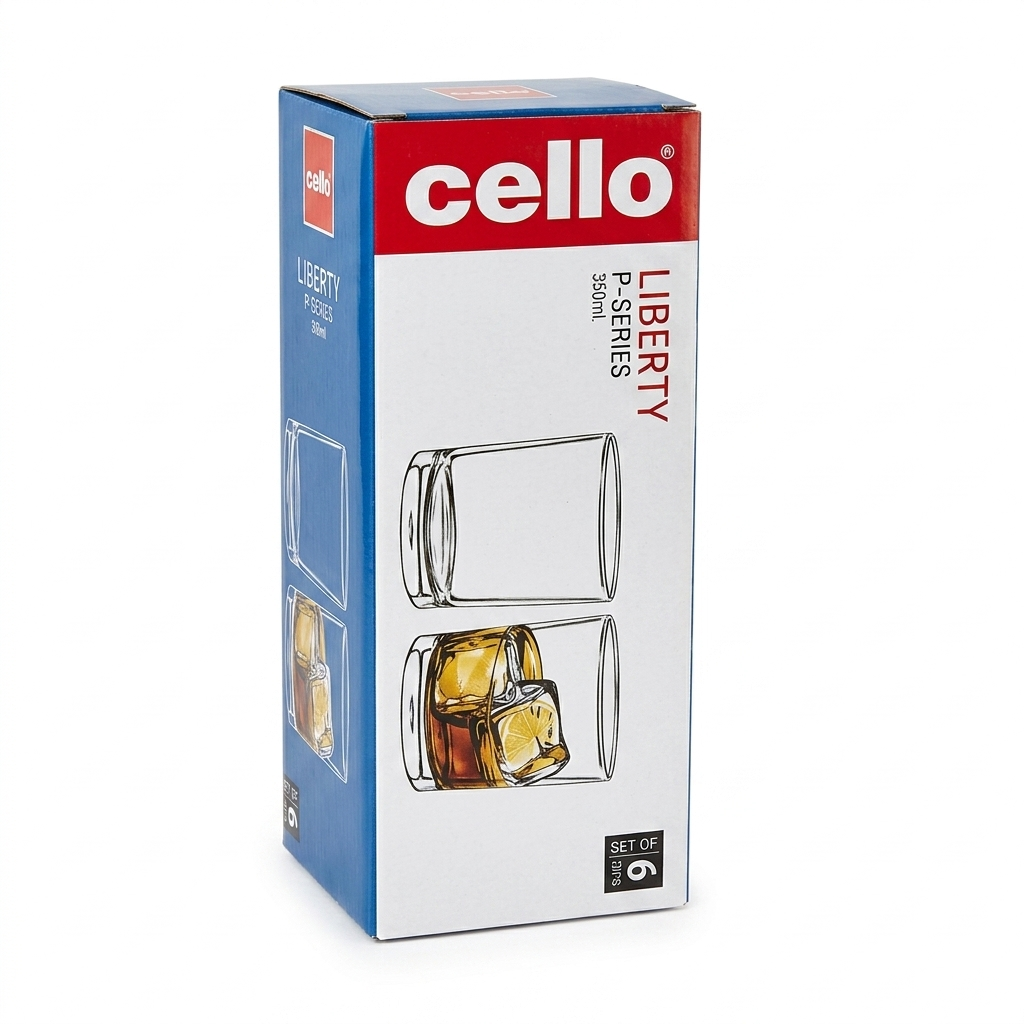 Cello Liberty P-Series Glass Tumbler Set, 6 pc