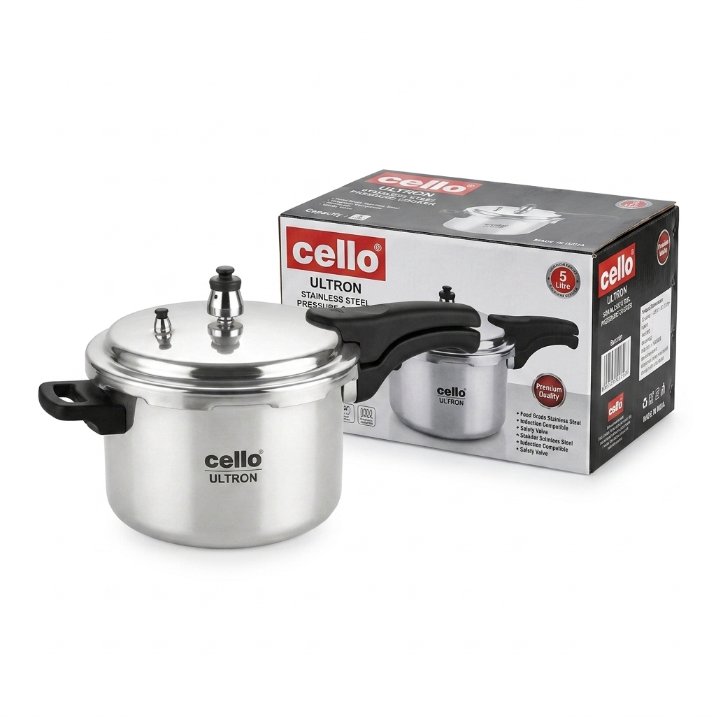 Cello Ultron Aluminium Pressure Cooker, 5 l