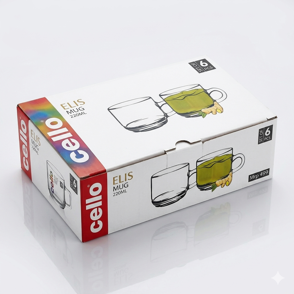 Cello Elis Mug Set 220 ml, 6 pc