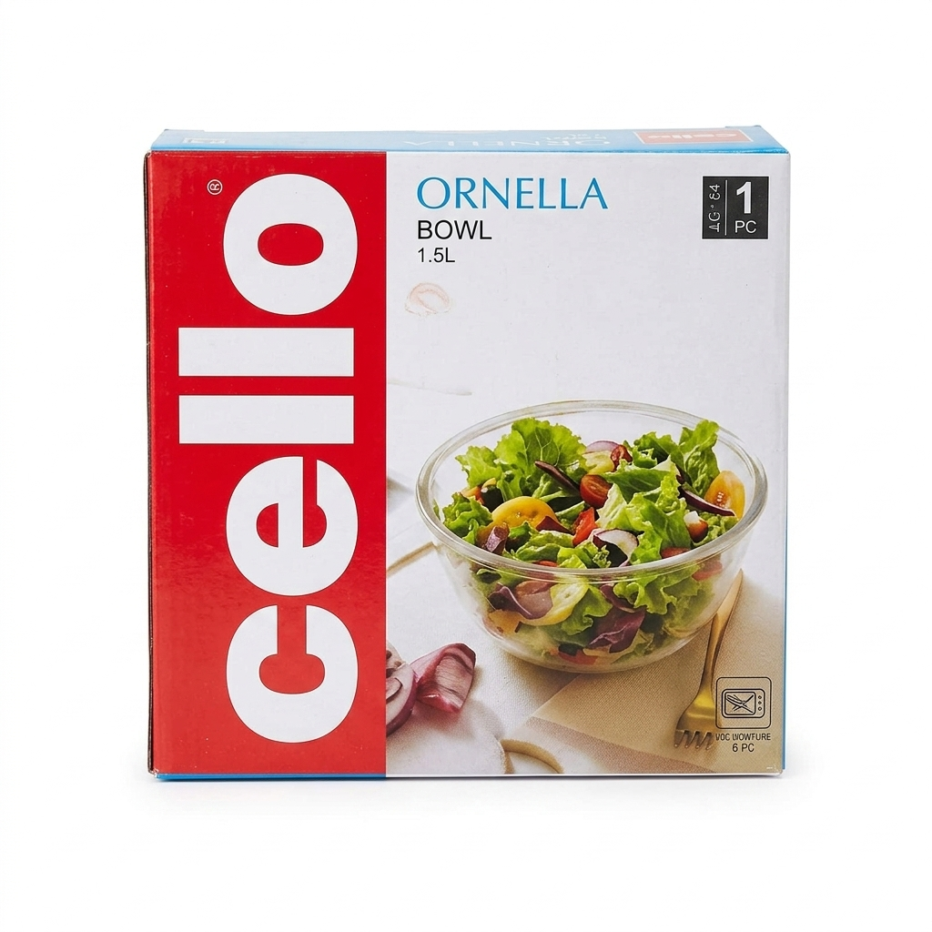 Cello Ornella Round Glass Mixing Bowl, 1.5 ml
