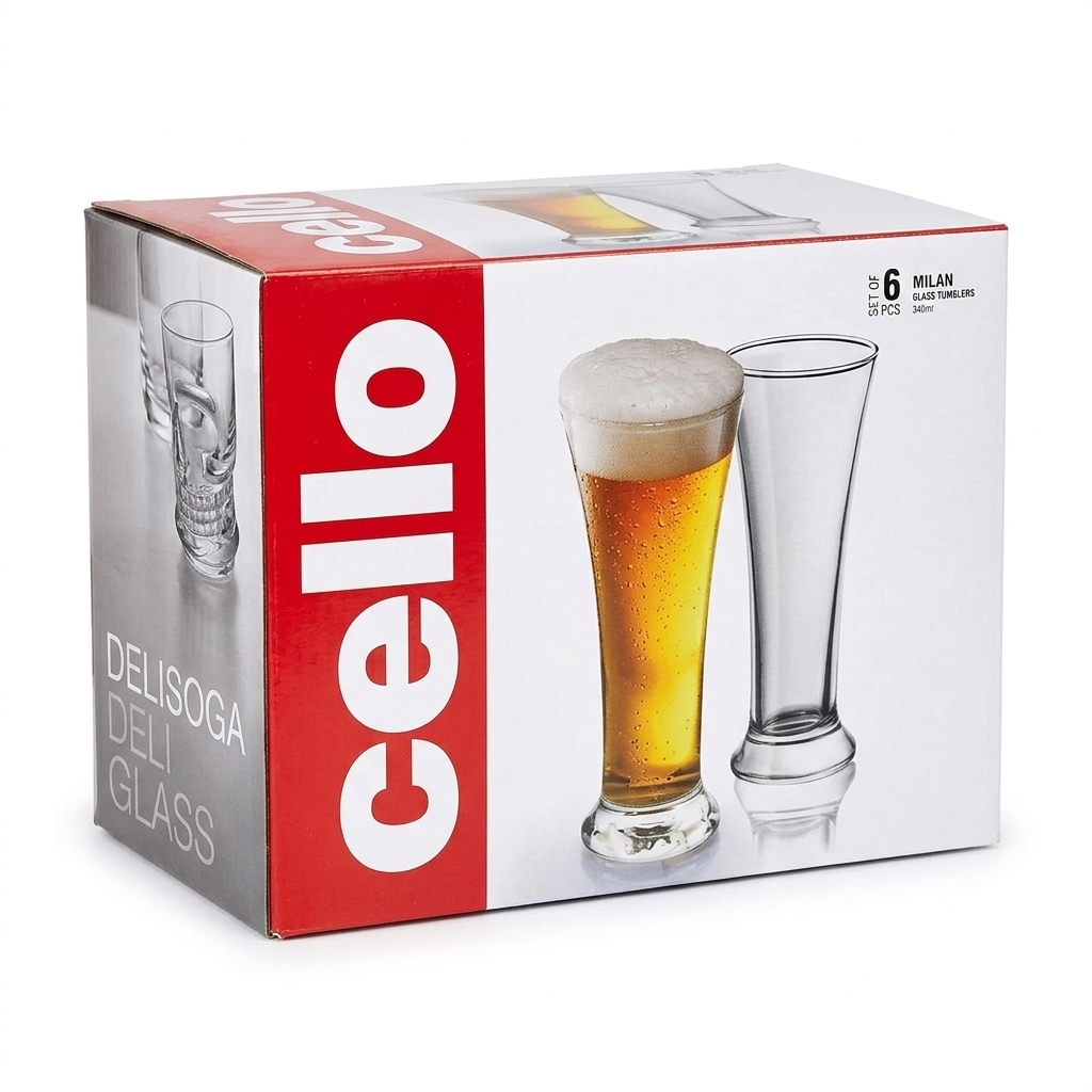 Cello Milan Glass Tumblers 340 ml, 6 pc