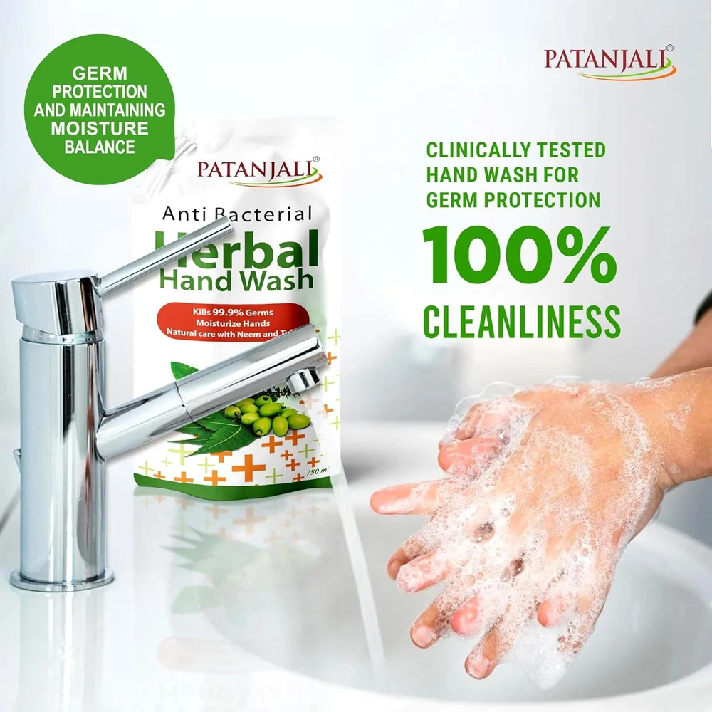 Patanjali Anti-Bacterial Herbal Hand Wash, 750 ml