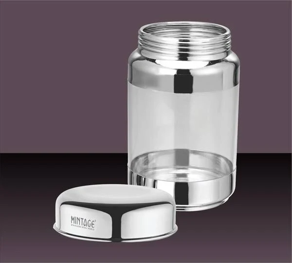 Mintage Smiley See Thru Stainless Steel Storage Container,1500 ml
