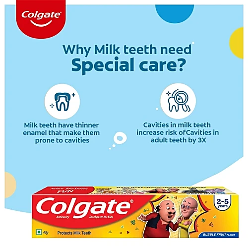 Colgate Kids Toothpaste 2 To 5 Y, Anticavity, Bubble Fruit Flavour, 40 g