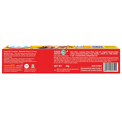 Colgate Kids Toothpaste 2 To 5 Y, Anticavity, Bubble Fruit Flavour, 40 g