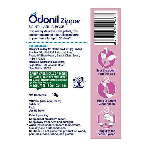 Odonil Bathroom Air Freshener Zipper Scintillating Rose, 10 g