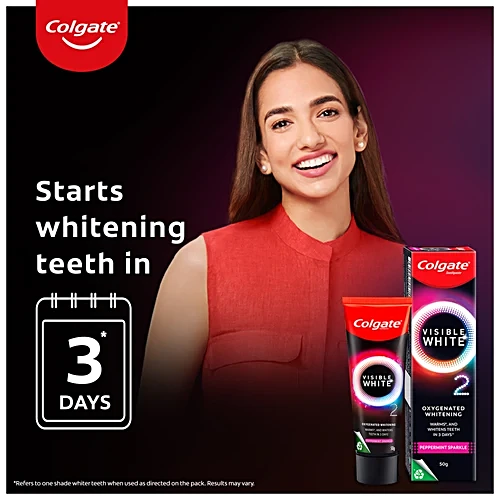 Colgate Visible White O2 Teeth Whitening Toothpaste - Aromatic Mint, 50 g