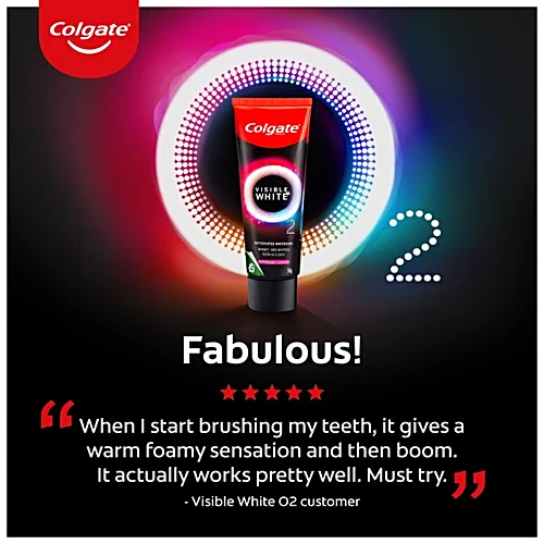 Colgate Visible White O2 Teeth Whitening Toothpaste - Aromatic Mint, 50 g