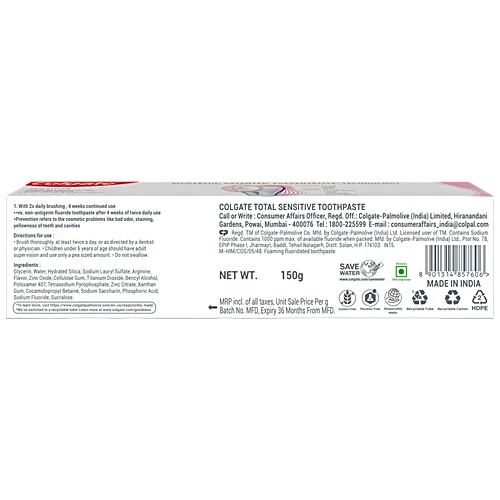 Colgate Total Sensitive Toothpaste, 150 g