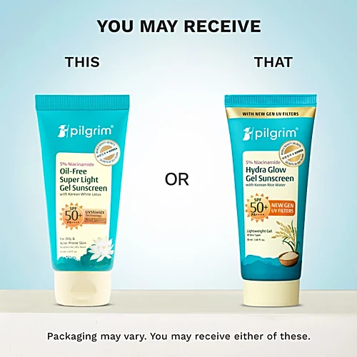 Pilgrim 5% Niacinamide Hydra Glow Gel Sunscreen With SPF 50+ PA++++, 50 ml
